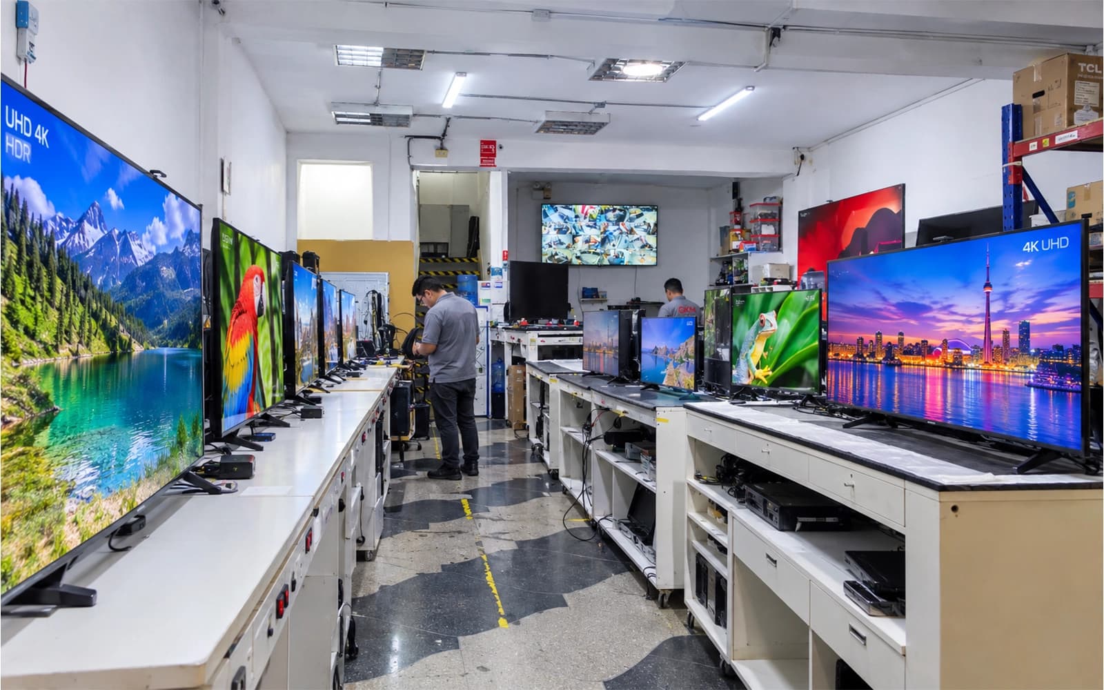 Televisor reparado en pruebas de funcionamiento