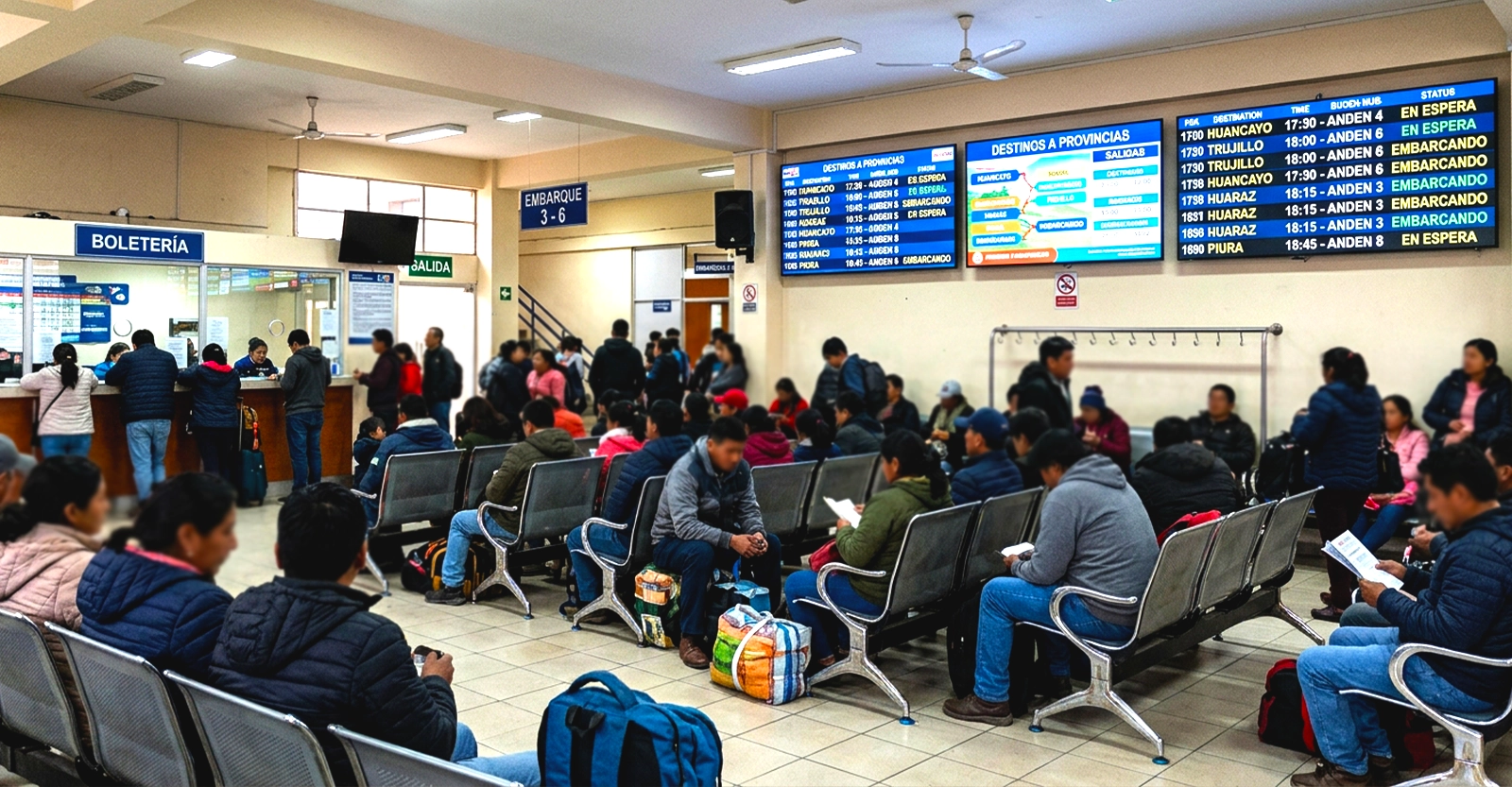 Varias pantallas encendidas en la recepción